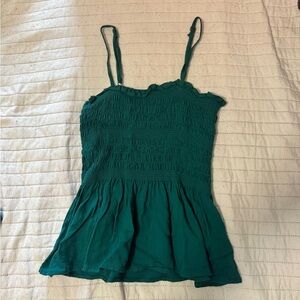 love, Fire Teal Green Smocked Peplum Cami Tank